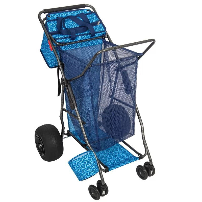 Tommy Bahama XL Wonder Wheeler Deluxe Folding Beach Cart - 45L Cooler, 4 Chairs