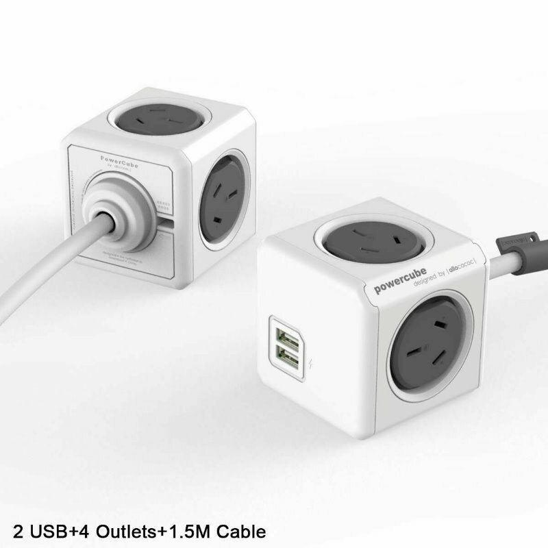 Allocacoc 5-Outlet/4-Outlet 1.5m/3m or 2x USB Original Extended PowerCube