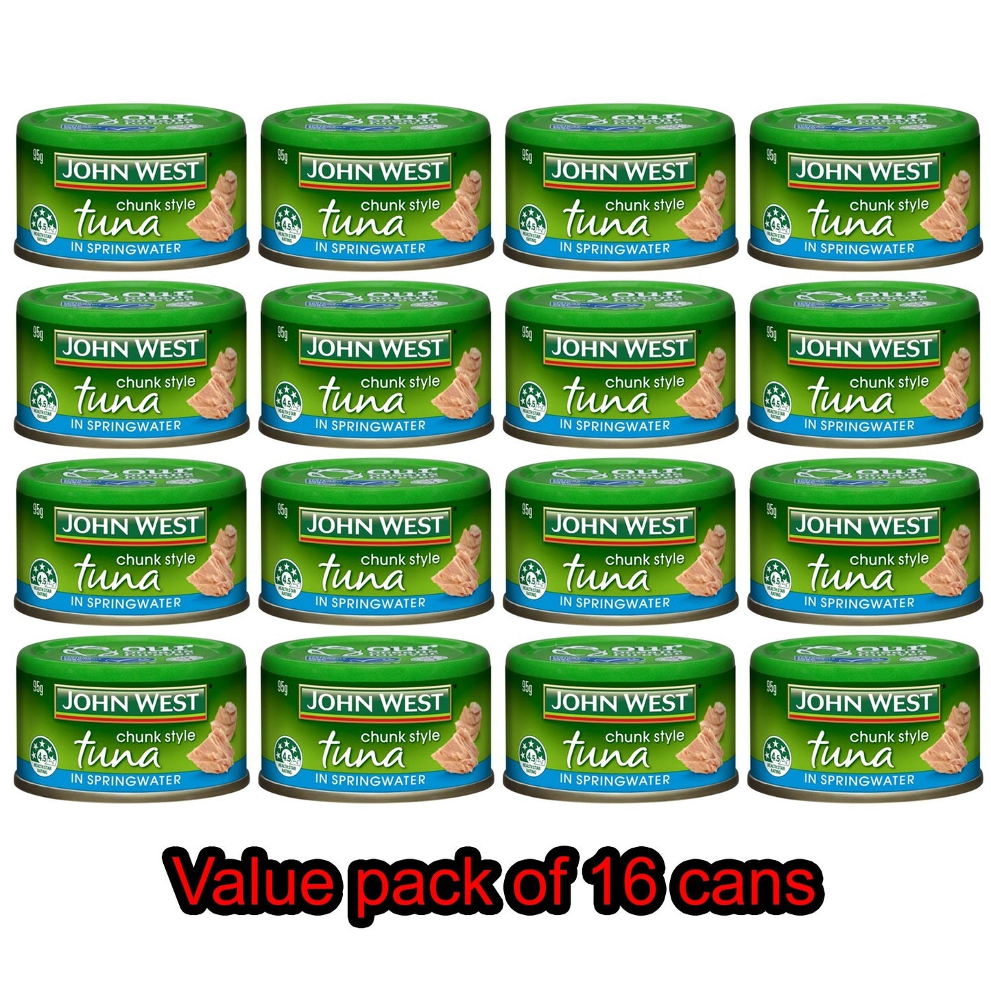 John West Canned Chunky Tuna In Springwater Kids Healthy Lunch Snack 16 x 95g