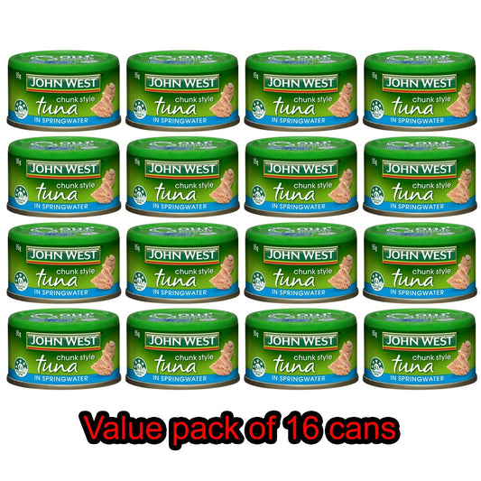 John West Canned Chunky Tuna In Springwater Kids Healthy Lunch Snack 16 x 95g