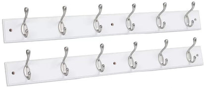 BirdRock Home 2-Pieces Hook Rails 27" Wall Mounted 6 Satin Nickel Hook Wall Rack