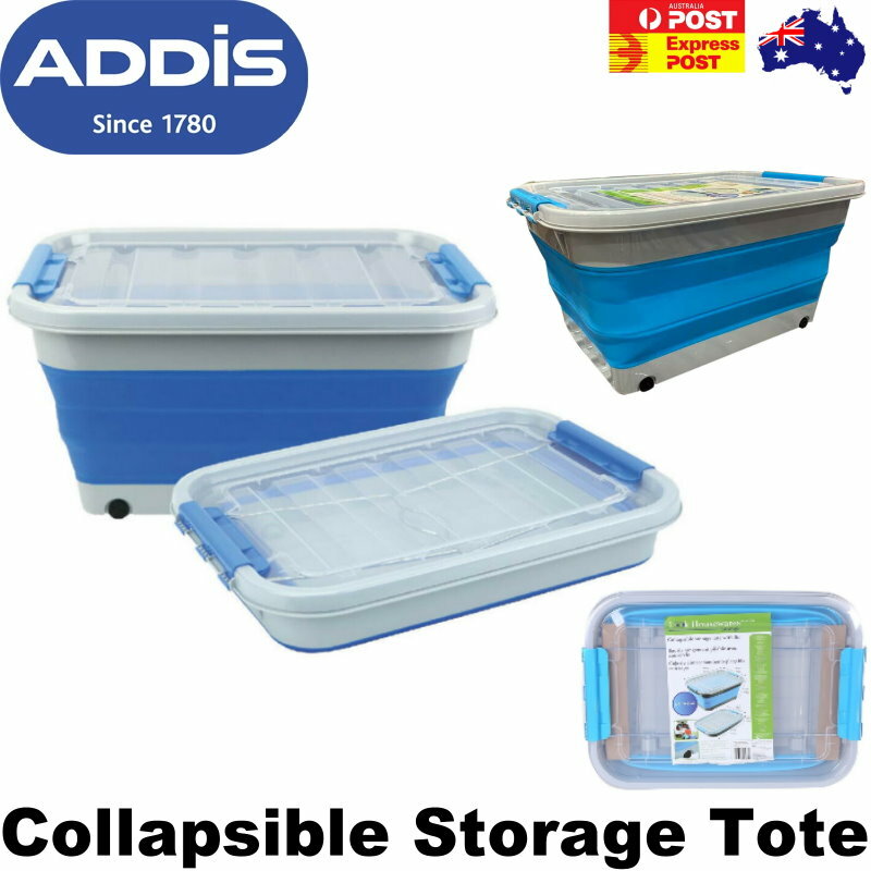 Addis Housewares 30 Litre Collapsible Storage Tote with Lid and Wheels