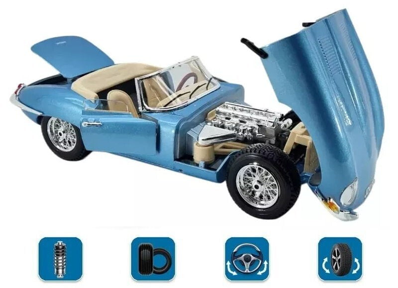 Maisto 1:18 Scale Special Edition Jaguar E-Type Cabriolet Die Cast Car Set Blue