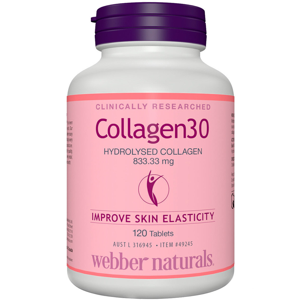 Webber Natural Hydrolysed Collagen30 120 Tablets 833mg Improve Skin Elasticity