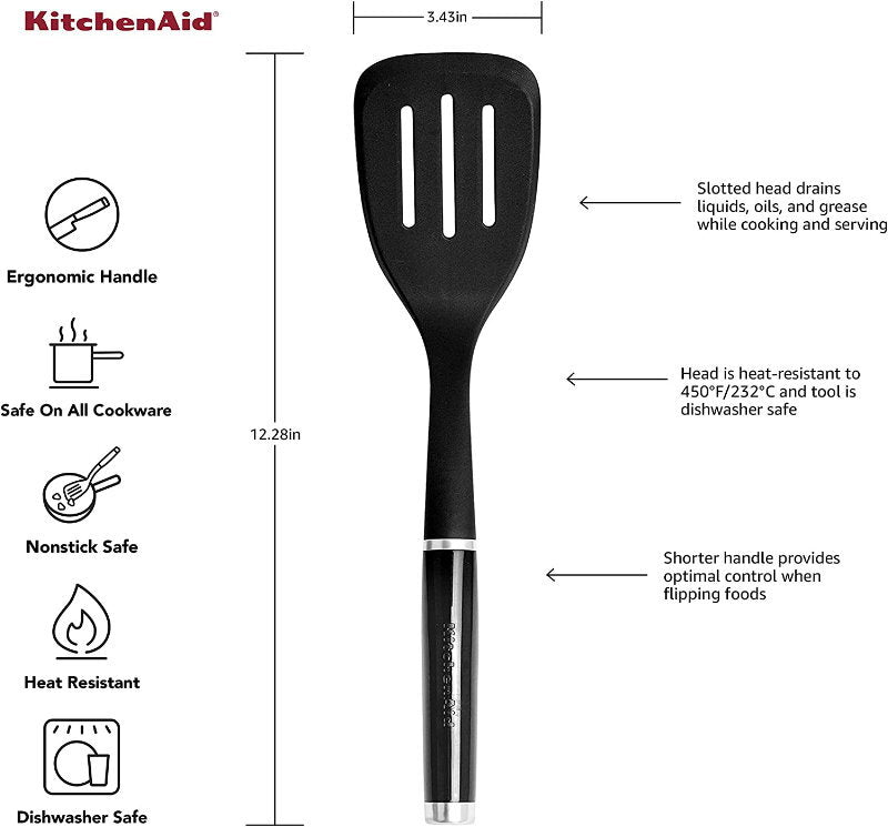 KitchenAid 7 Piece Kitchen Tool & Gadget Set - Turner, Spoon, Ladle, Tipped Tong