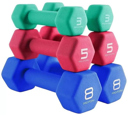 ProForm Neoprene Dumbbell Set 32 Pounds Total 8 Lb 5lb 3lb Pairs - Home Gym