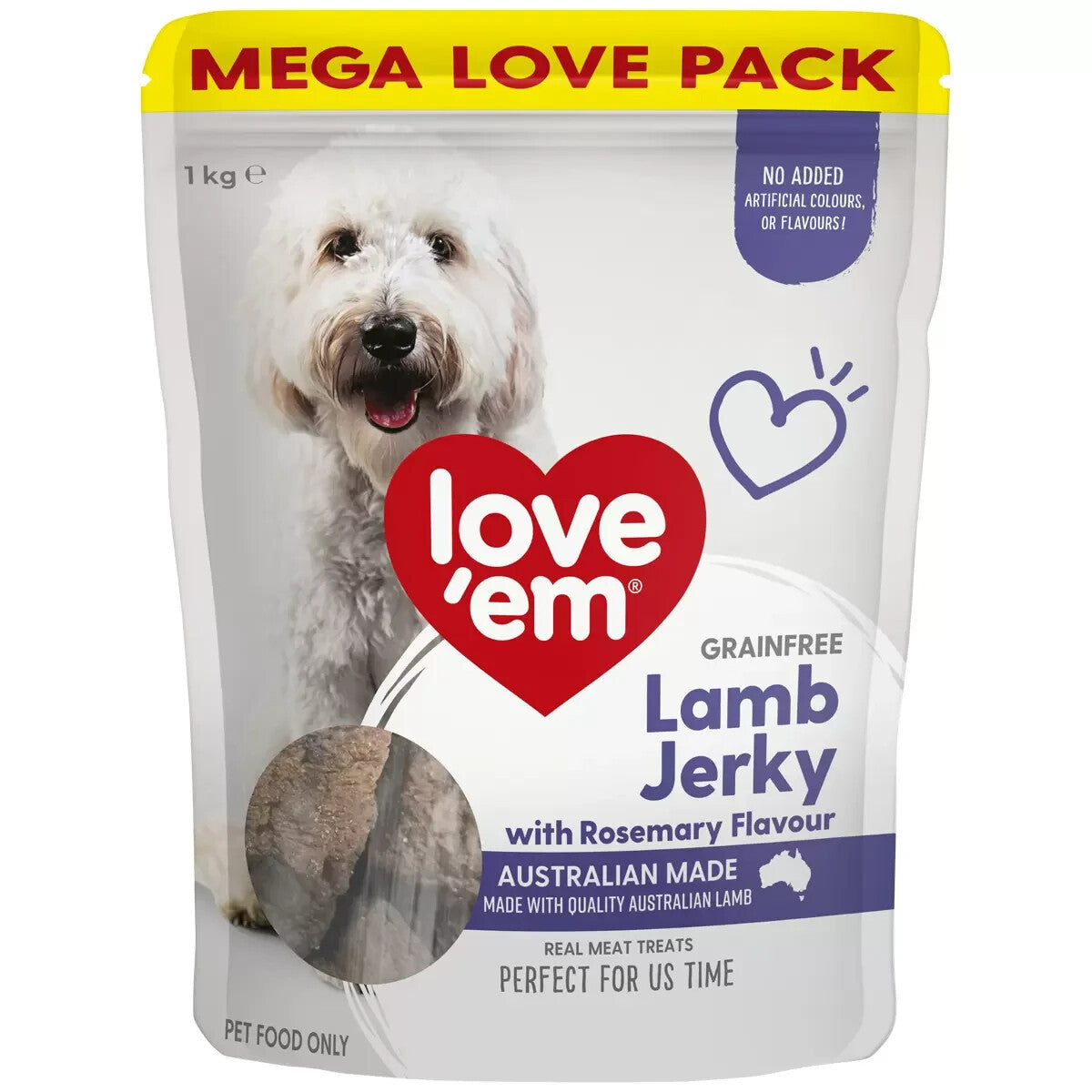 Love'em Lamb & Rosemary Jerky Dog Pet Training Food Treats Australian Made 1Kg