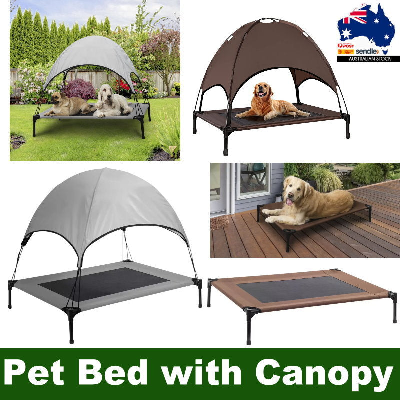 SolarTec Elevated Pet Dog Cot Bed with Removable Canopy Indoor/Outdoor - Large