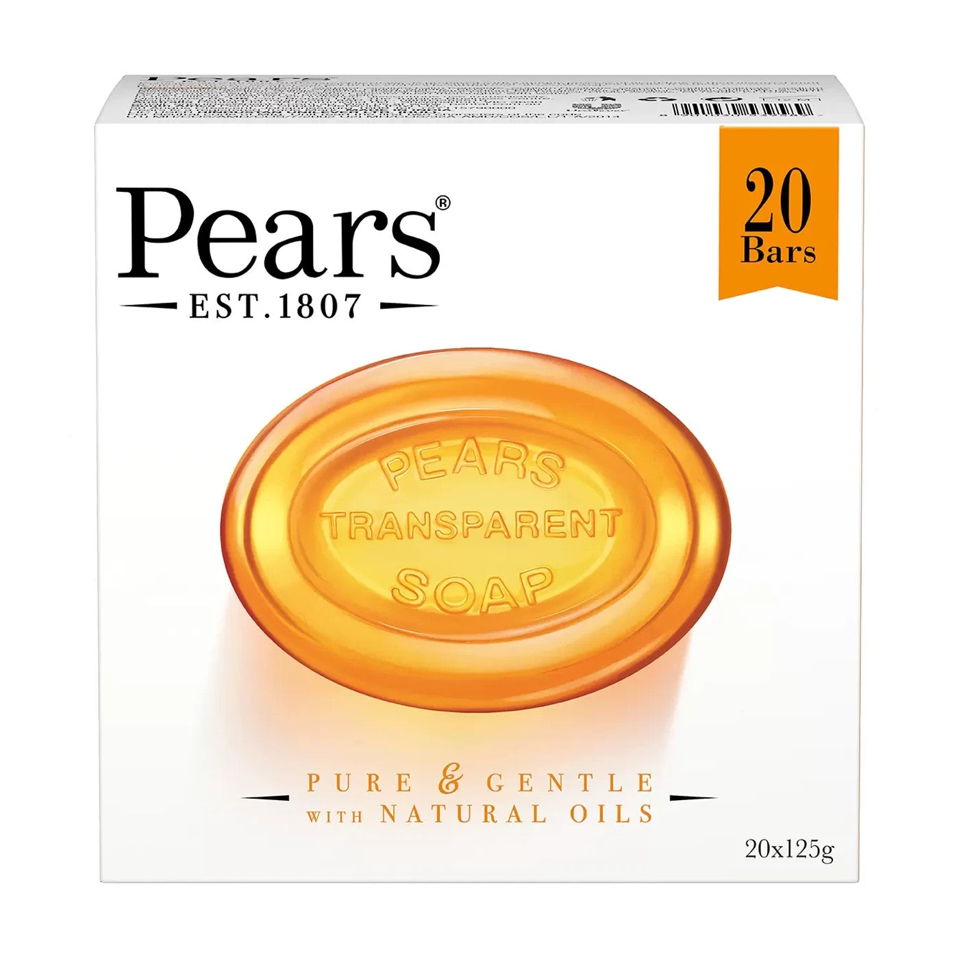 20x 125g Pears Amber Transparent Body Soap Gentle Care Dermatologist Tested Skin