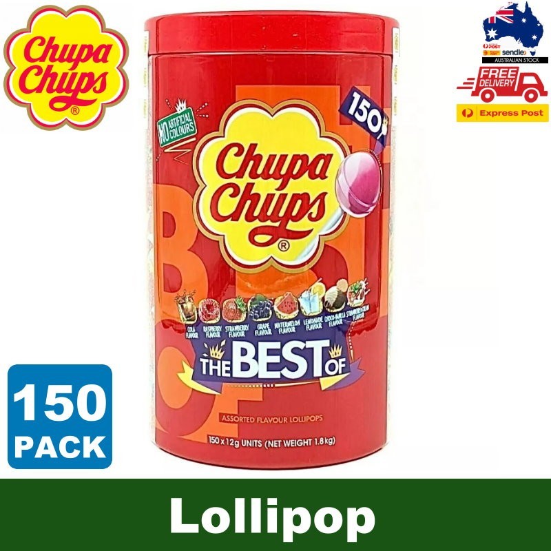 Chupa Chups 150-Pack 1.8kg The Best Of Assorted Flavour Lollipops 150 x 12g