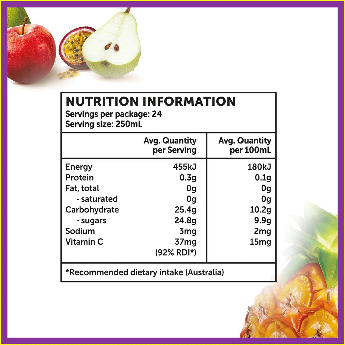 24 x 250mL Golden Circle Kids Fruit Drink Lunch Box Popper Multipack Golden Pash