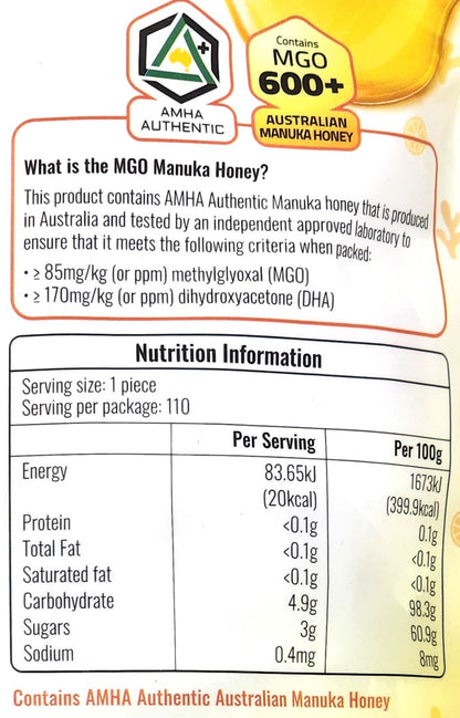 Manuka Honey Lozenges Ginger Propolis Lemon Cough Drop Australian Made MGO 600+