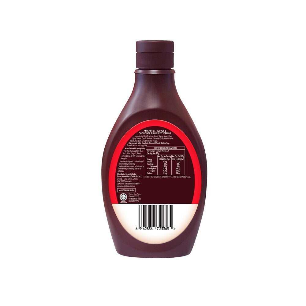 Hershey's Chocolate Flavor Syrup Desert Shakes Ice Cream Milkshake Topping 425g