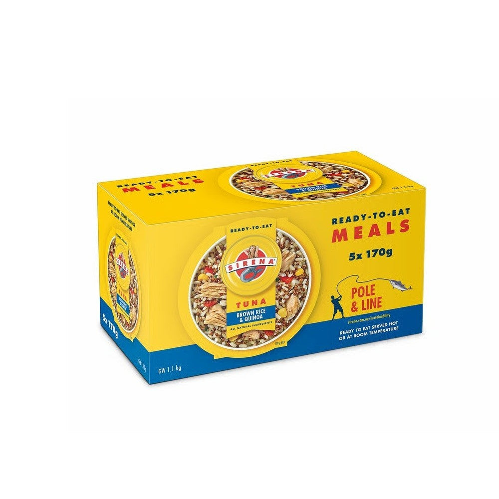 Sirena 5 x 170g Tuna Brown Rice & Quinoa Healthy Ready to Eat Lunch Dinner Meals
