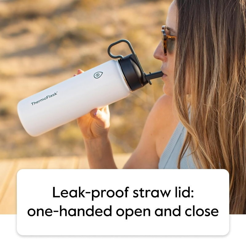 ThermoFlask 2-Pack Double Wall Vacuum Insulated Stainless Steel Water Bottles
