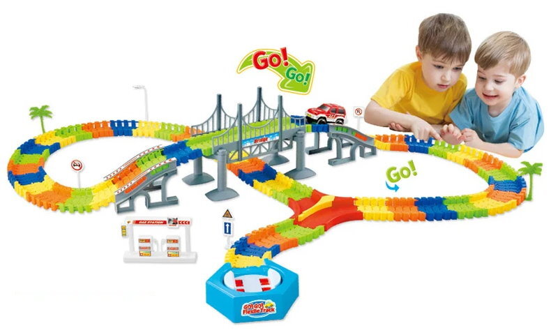 QWZ Railway Magical Flexible Track Car Toy Set DIY Railway Road 28/96/192 Pieces