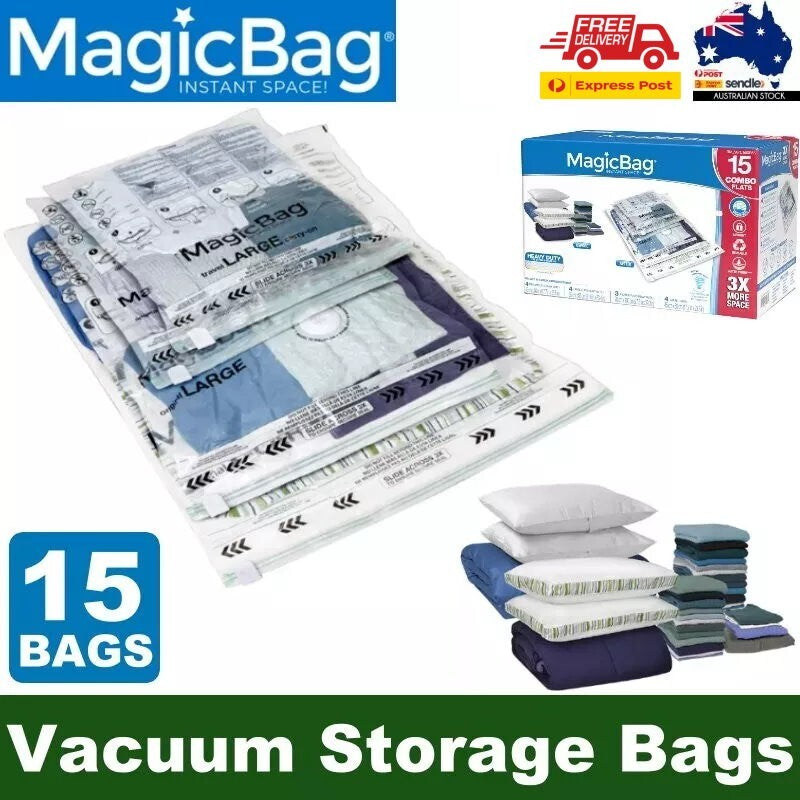 MagicBag 15-Pack Vacuum Compression Combo Set Storage Bags Reusable Waterproof