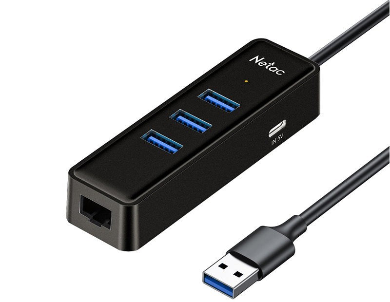 Netac 5-in-1 USB 3.0 Hub with 1000Mbps Gigabit RJ45 & Type-C Power Supply
