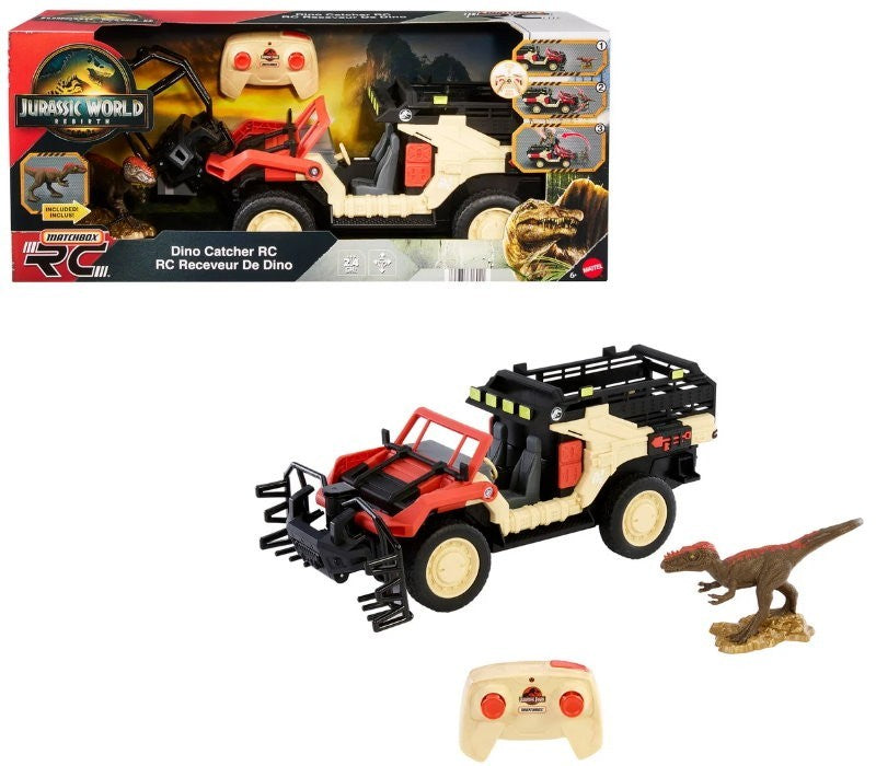 Matchbox RC Jurassic World Dino Catcher RC, Remote-Control Truck with Dinosaur