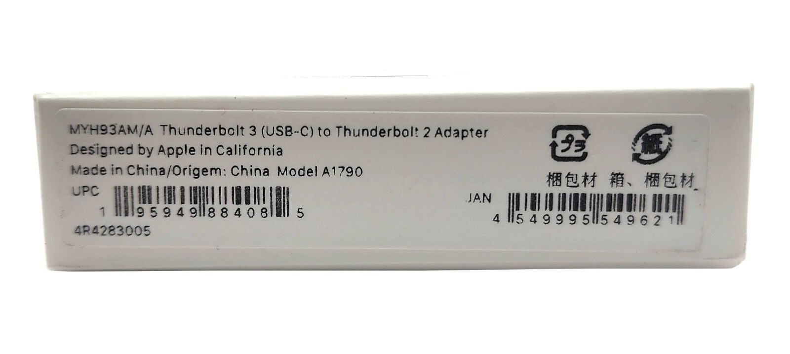 Genuine Apple Thunderbolt 3 USB-C to Thunderbolt 2 USB Cable Adapter MYH93AM