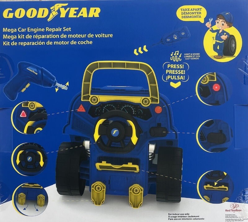 Goodyear 58-Piece Kid’s Mega Car Engine Repair Set Take Apart Mechanical Toy