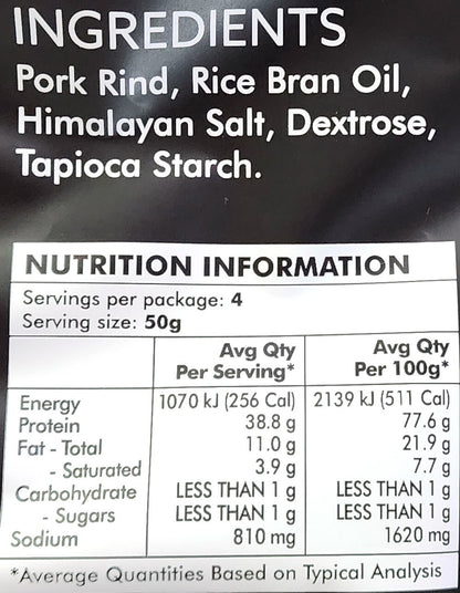 2 x 200g Local Legends Air popped Pork Crackle with Himalayan Salt Gluten Free