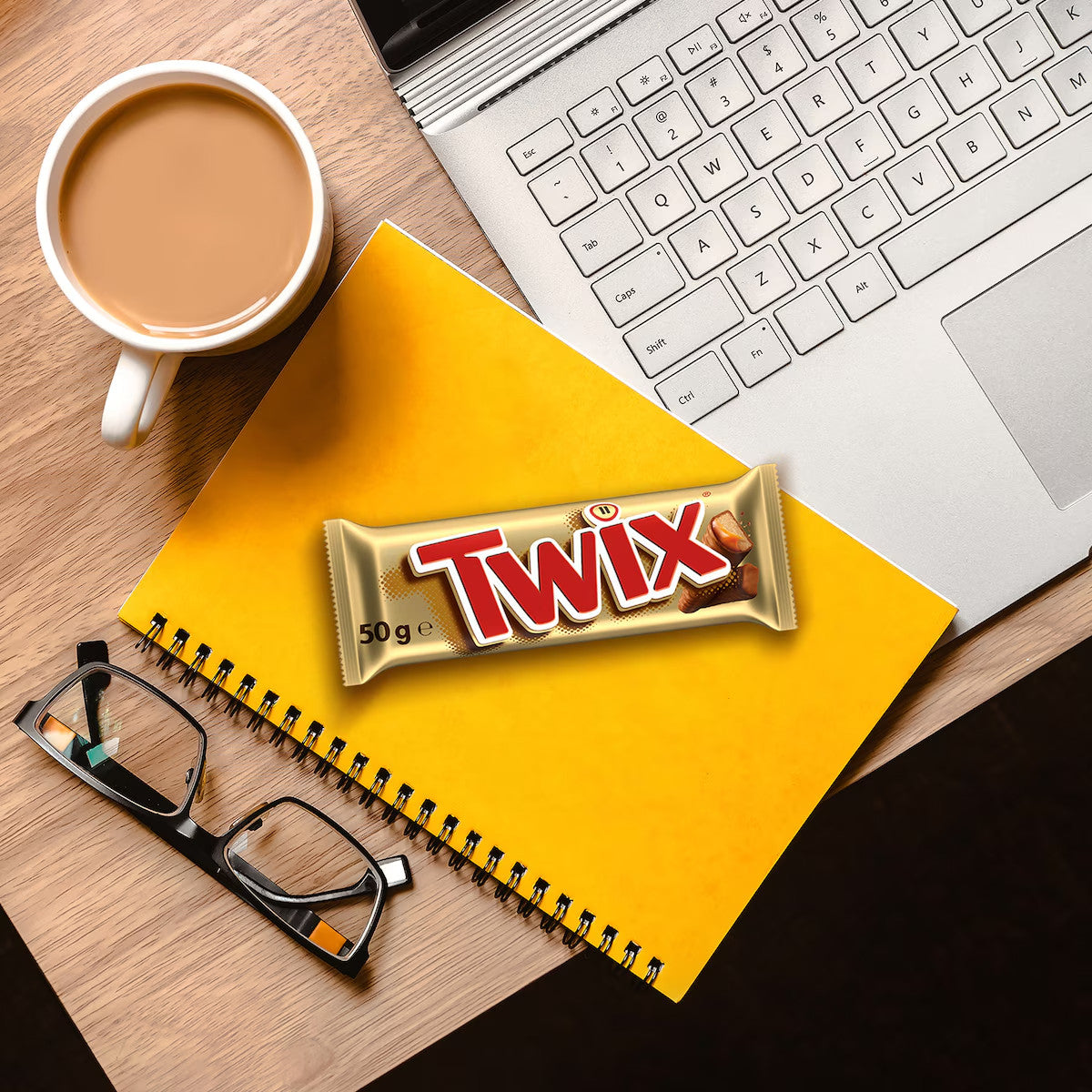 20 x 50g Twix Milk Chocolate Caramel Crunchy Biscuit Bars Full Box Made in Egypt