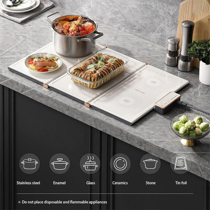 Morphy Richards 2-in-1 Electric Foldable Cooktop And Food Warmer with Hot Plate