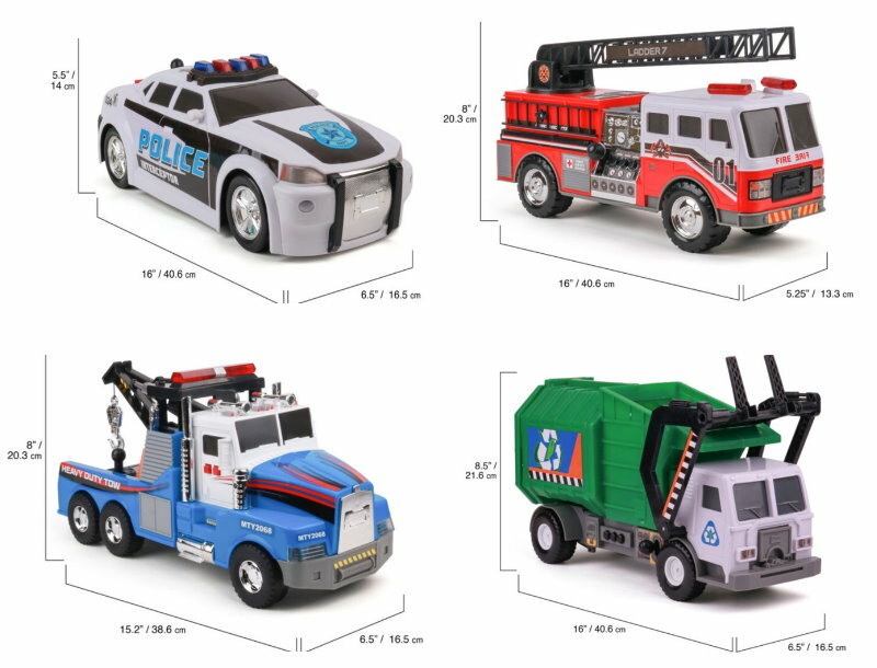 Mighty Fleet Motorised Vehicle Garbage Truck Police Car Fire Engine Helicopter