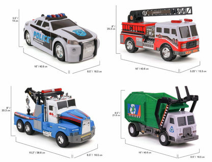 Mighty Fleet Motorised Vehicle Garbage Truck Police Car Fire Engine Helicopter