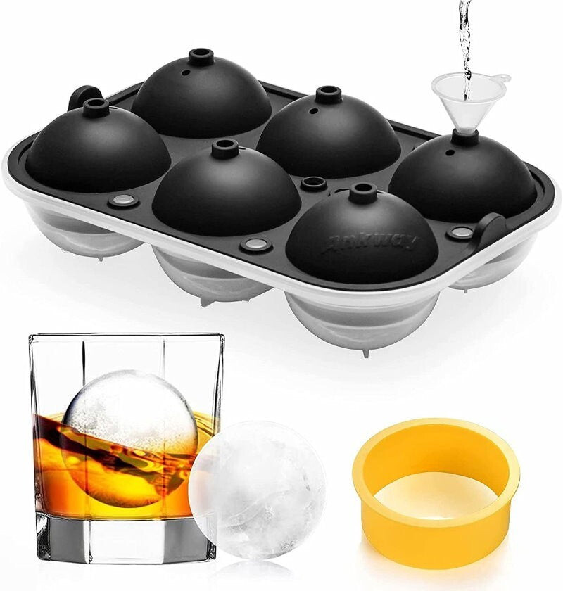Ankway 6 Balls 65mm (2.5") Silicone Ice Cube Tray Sphere Ice Ball Maker Mold