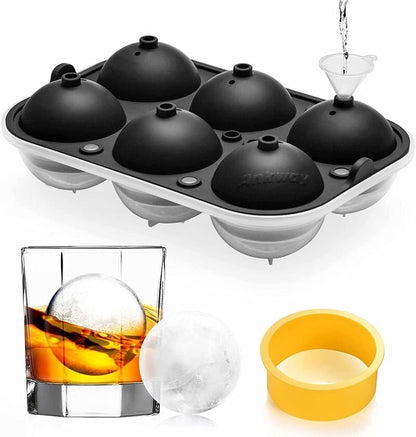 Ankway 6 Balls 65mm (2.5") Silicone Ice Cube Tray Sphere Ice Ball Maker Mold