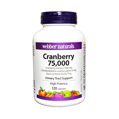 Webber Natural Cranberry 75000 Extract 500mg 120 Caps Urinary Tract Support