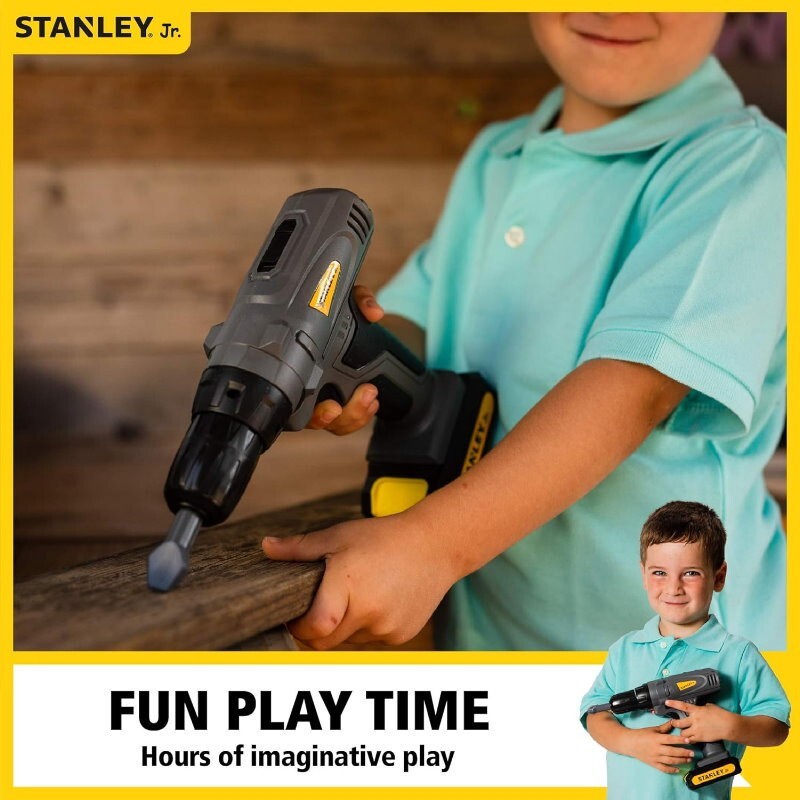 Stanley Jr. 18-Piece Role Play Toy Battery Power Tool Set Sound & Light for Kids