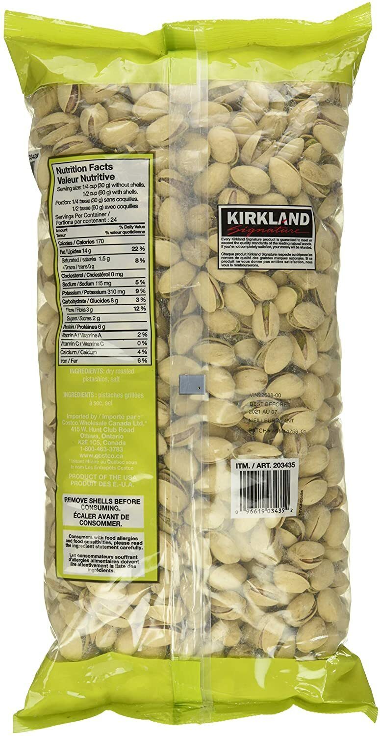Pistachio California Dry Roasted In Shell 2.72kg Kids Heathy Kosher School Snack