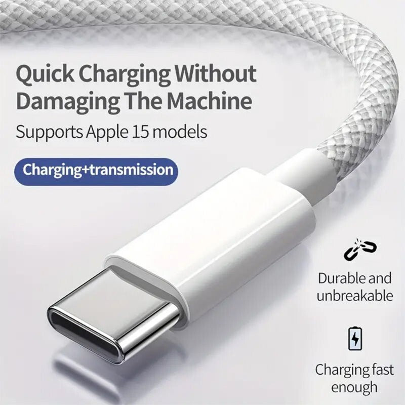 Genuine Apple 60W USB-C Charge Cable Woven 1m for iPhone 16 15 Macbook Pro Air