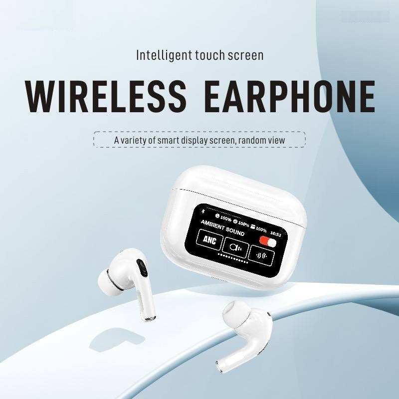 A9 Pro Smart Bluetooth 5.4 Earbuds ANC & ENC Noise Reduction Touch Screen, Mic