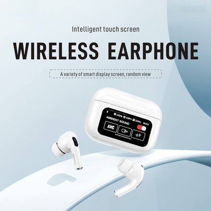 A9 Pro Smart Bluetooth 5.4 Earbuds ANC & ENC Noise Reduction Touch Screen, Mic