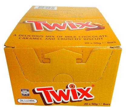 20 x 50g Twix Milk Chocolate Caramel Crunchy Biscuit Bars Full Box Made in Egypt