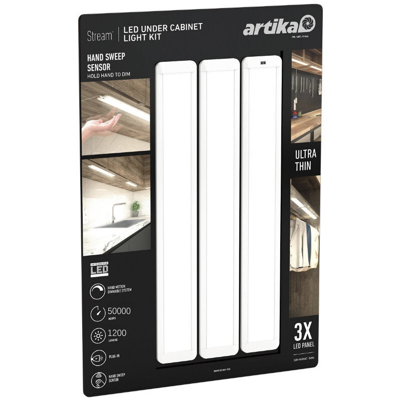 Artika 3-Pack Kitchen LED Under Cabinet Light On/Off by Motion Sensor 50000Hours