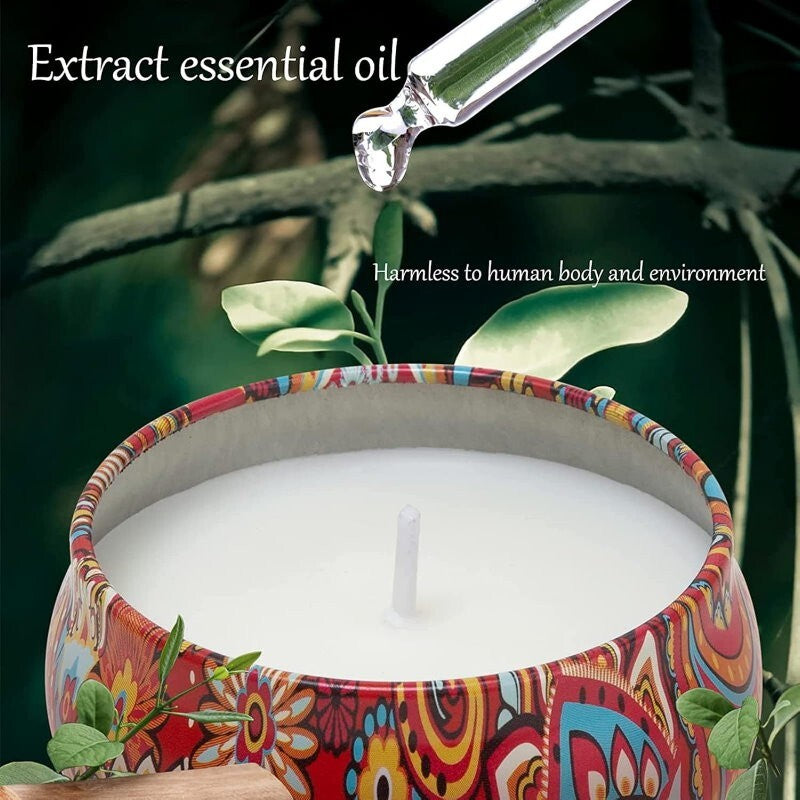 4-Pack Scented Candles Folk Style Aromatic Soy Wax Candle Gift Set 4 x 2.5 oz