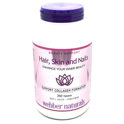 Webber Natural Hair Skin and Nails 250 Tablet Beauty Support Collagen Supplement