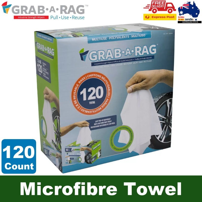 Grab-A-Rag 120-Count Reusable Washable Microfibre Rags Towel Cleaning Cloth