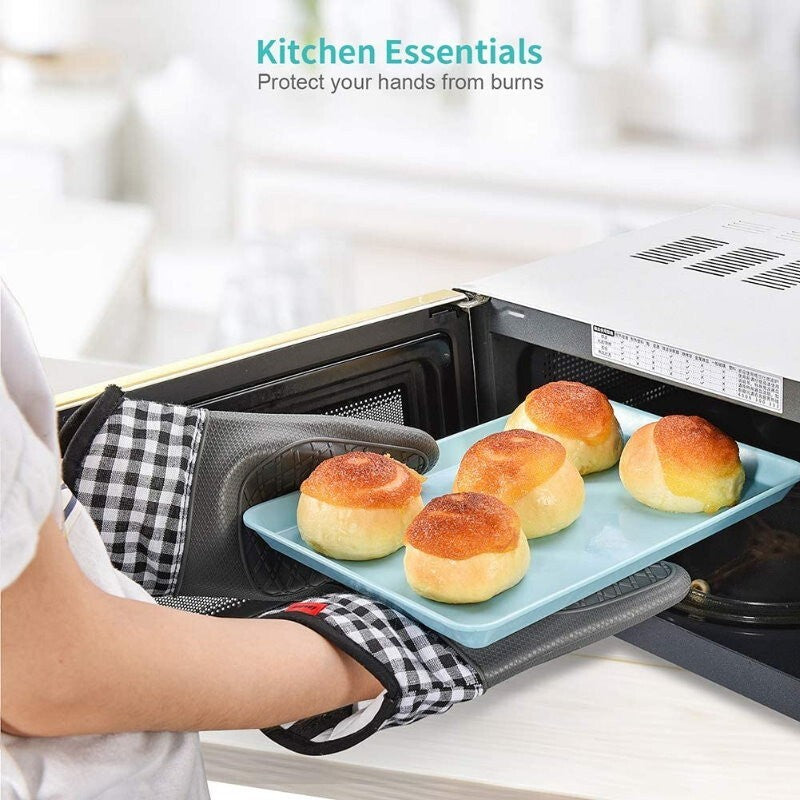 Ankway Silicone Oven Gloves and Pot Holders Set W/ Quilted Liner Heat Resistant