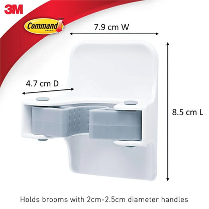 3M Command White Adhesive Broom Stick Gripper Holder Storage Holds 1.8Kg