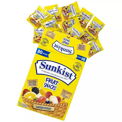 Sunkist 80-Pack Assorted Mixed Fruit Snacks Flavored Gummies (80 x 23g)