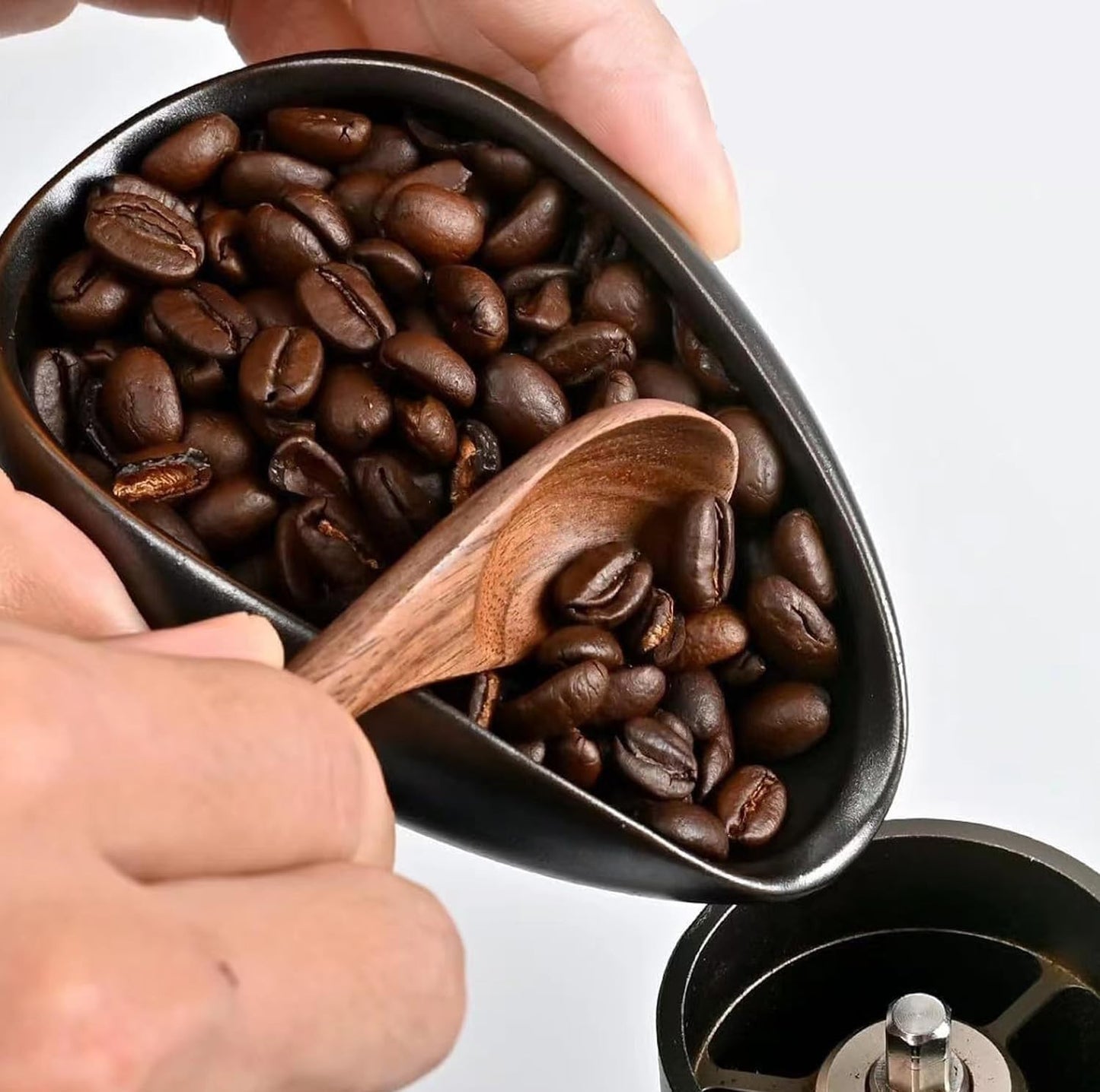 Ceramic Coffee Bean Dosing Cup Black Espresso Barista Vessel for Home Cafe Use