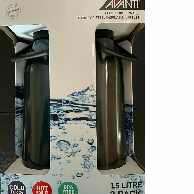 2-Pack Avanti Double Wall Fluid Vacuum Bottle 1.5L - 12hrs Hot & 24hrs Cold
