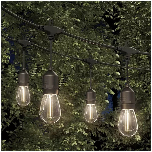 12.8m Solar String Lights 20 LED Bulb Festoon Party USB-C Outdoor Weather Resist