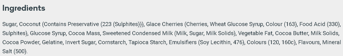 Cherry Ripe Chocolate Candy Bar 48 x 44g Milk Chocolate Cherry and Coconut Sweet